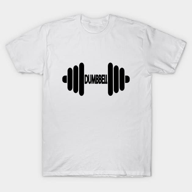 Dumbbell Typographic Logo Design T-Shirt by DinaShalash